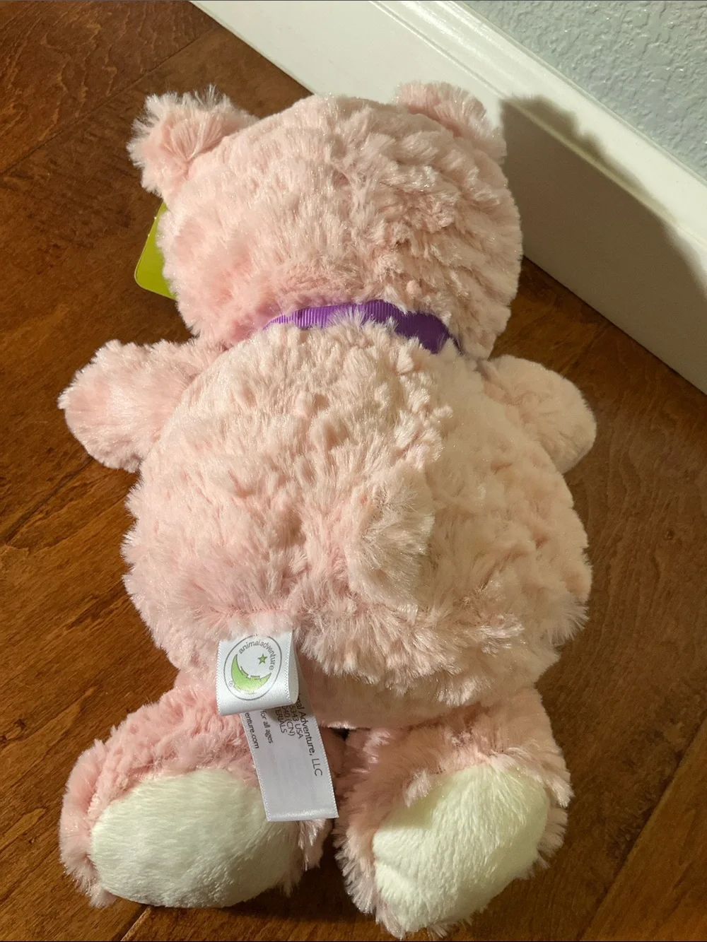 Pink Plush Bear with Purple Bow NWT
